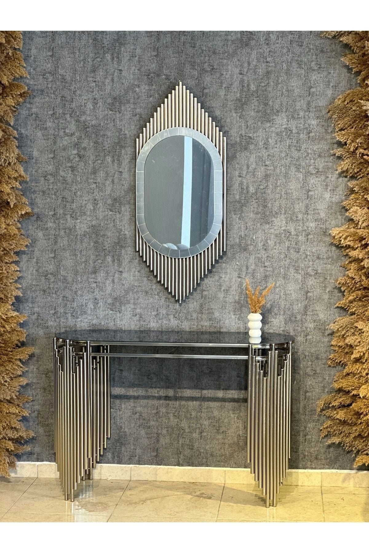 Dresuar Ultra Lak Kaplama Dresuar Seti Aynalı Metal Dresuar 120 CM - Gold -2 Parça
