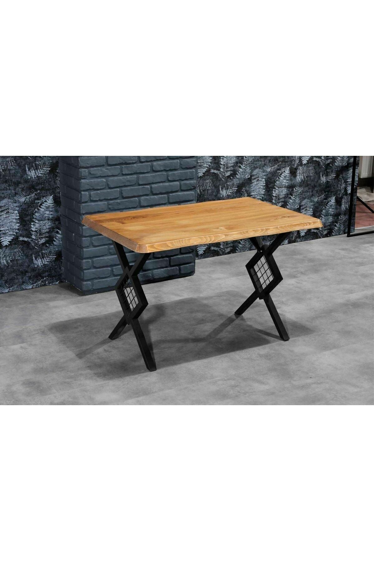 Doğal Kütük Tel Wakko Ayaklı Mutfak Masası 80X120 Kütük