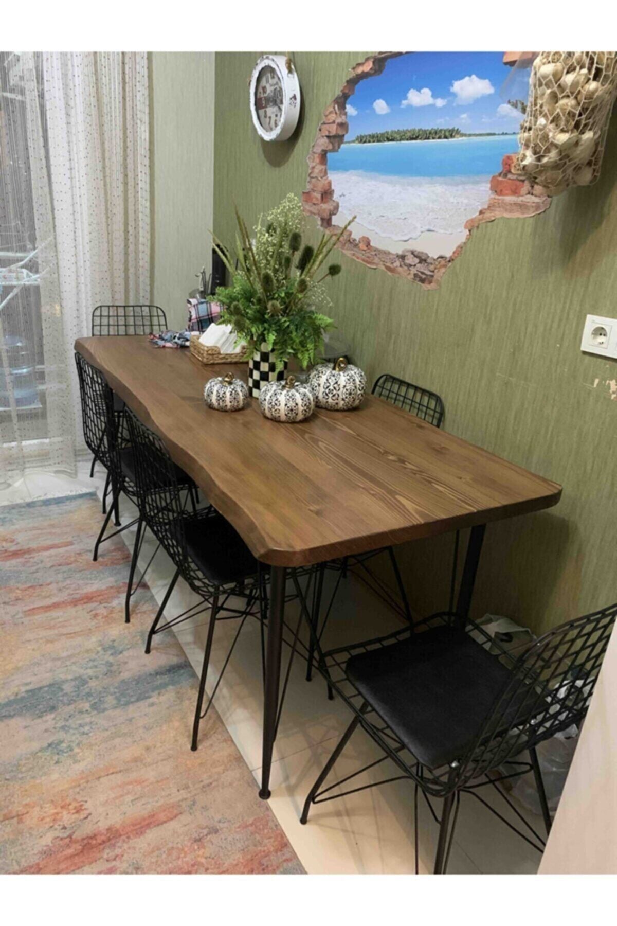 Kütük Yemek Masası Doğal Ağaç Masa Sandalyesiz