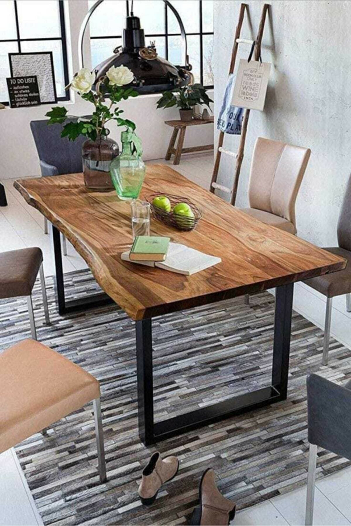 Kütük Yemek Masası Doğal Ağaç Lüx Kütük 80X160Cm