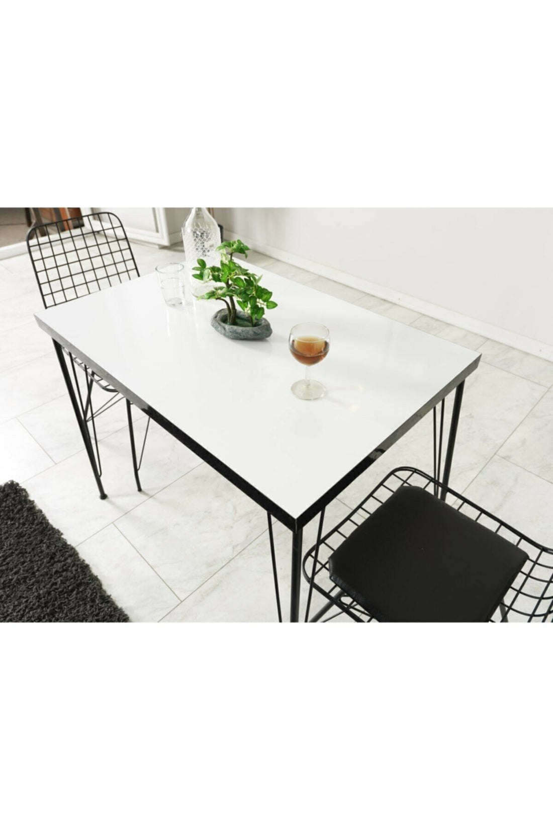 2 Kişilik Beyaz Masa Sandalye Takımı 60X90 Cm