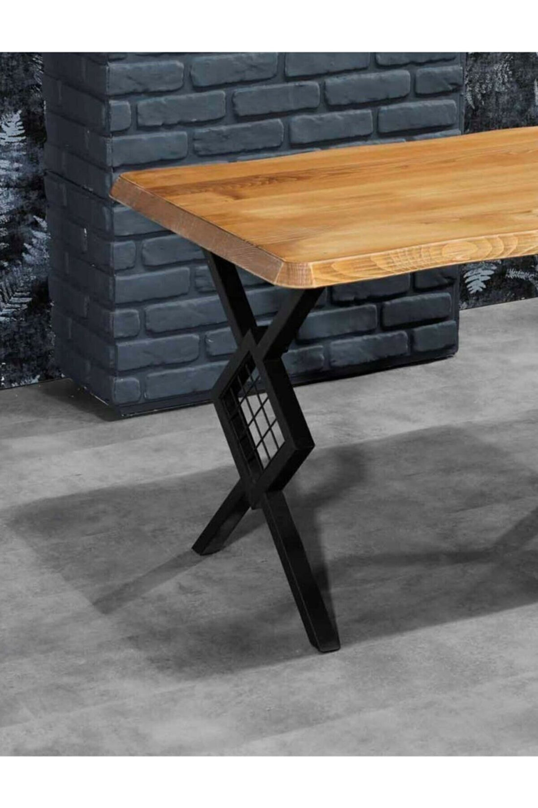 Doğal Kütük Tel Wakko Ayaklı Mutfak Masası 80X120 Kütük