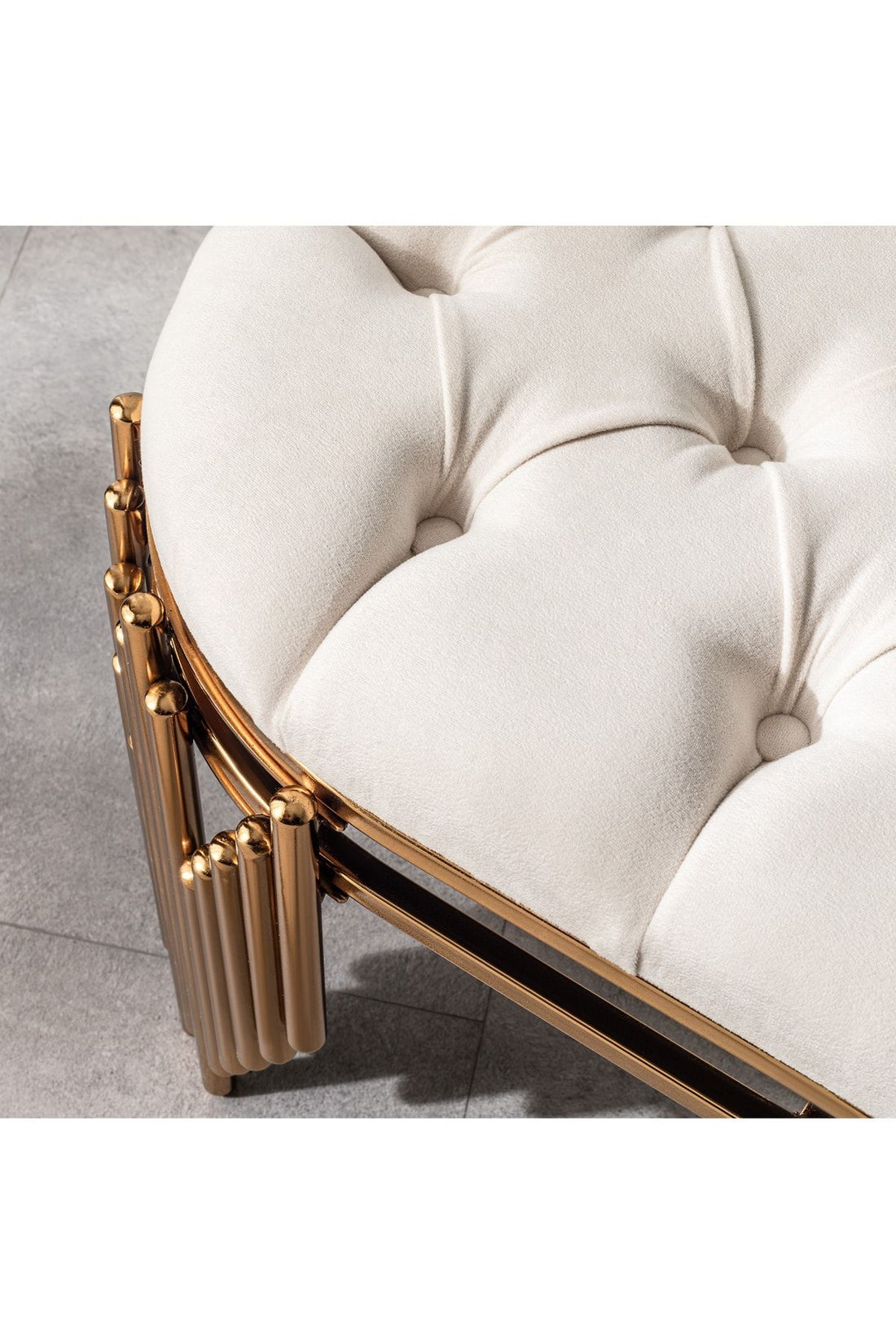 Metal Puf Ultra Lak Kaplama Lüks Puf Babyface Kumaş Bench 100Cm Uzunluk