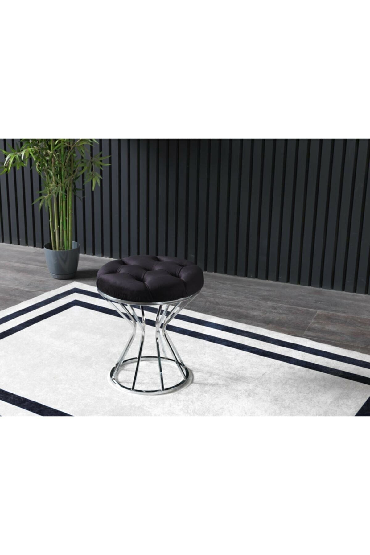 4 Kişilik Siyah Mermer Görünümlü Metal Mutfak Masası Takımı-Gümüş Tel Sandalyeli 90X90 Cm