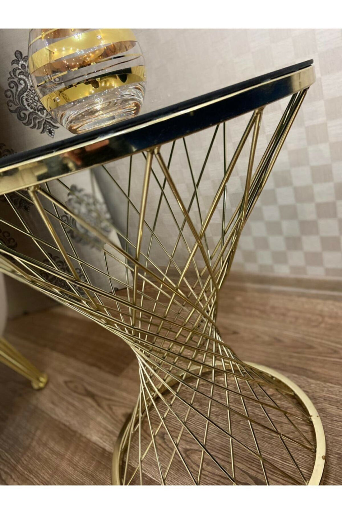 Hasır Gold Metal Sehpa-Servis Sehpası Zigon