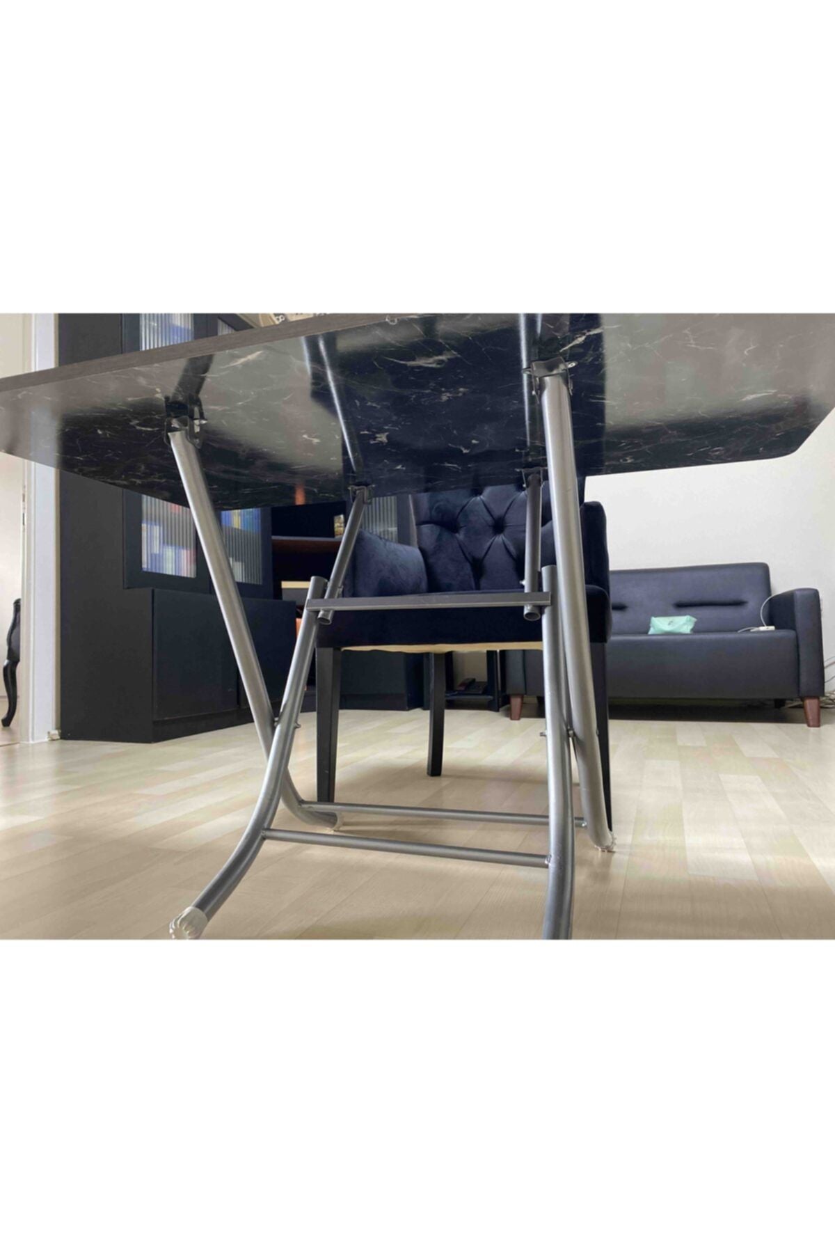 Yemek Masası Siyah Mermer Desen 70X120